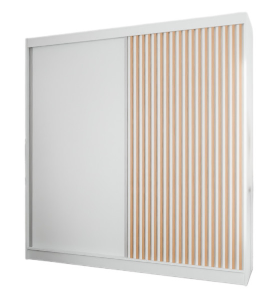 Szafa z lamelami 200 cm - biała + lam. craft złoty 223431