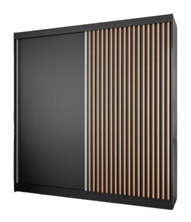 Szafa z lamelami 200 cm - czarna + lam. craft złoty 223435