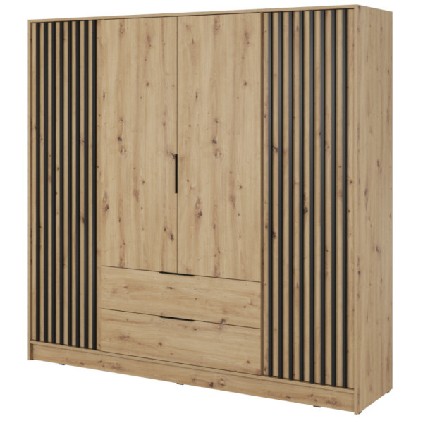 Szafa z lamelami NELA czterodrzwiowa 205cm (Dąb Artisan) 454998