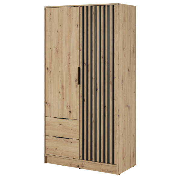 Szafa z lamelami NELA dwudrzwiowa 105cm (Dąb Artisan) 455003