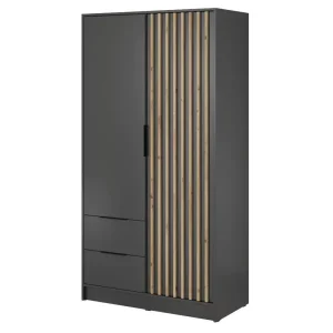 Szafa z lamelami NELA dwudrzwiowa 105cm (Grafit) 455005