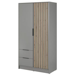 Szafa z lamelami NELA dwudrzwiowa 105cm (Szara) 455002