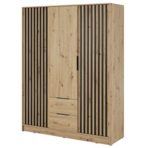 Szafa z lamelami NELA trzydrzwiowa 155cm (Dąb Artisan) 455000