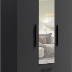 Szafa z lustrem 150 cm do sypialni MAXIDO czarny 903620
