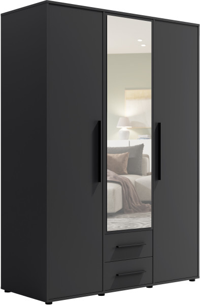 Szafa z lustrem 150 cm do sypialni MAXIDO czarny 903620