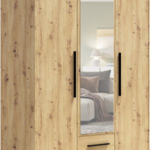 Szafa z lustrem 150 cm do sypialni MAXIDO dąb artisan 787742