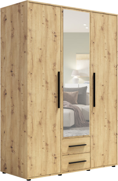 Szafa z lustrem 150 cm do sypialni MAXIDO dąb artisan 787742