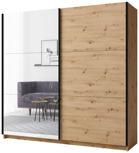 Szafa z lustrem 150 cm przesuwna do sypialni ARLEN dąb artisan 763720