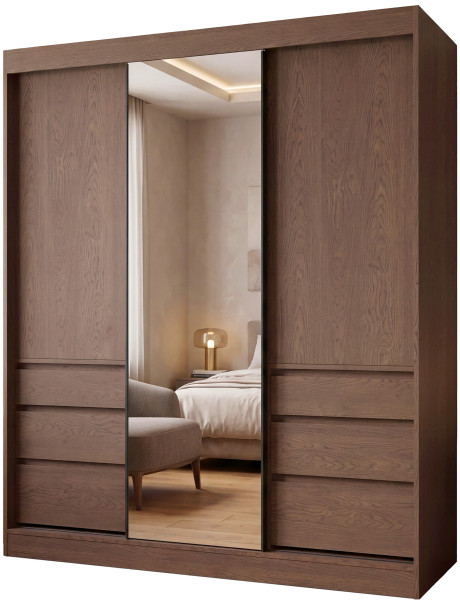 Szafa z lustrem 180 cm przesuwna z szufladami HORIZON 1079390