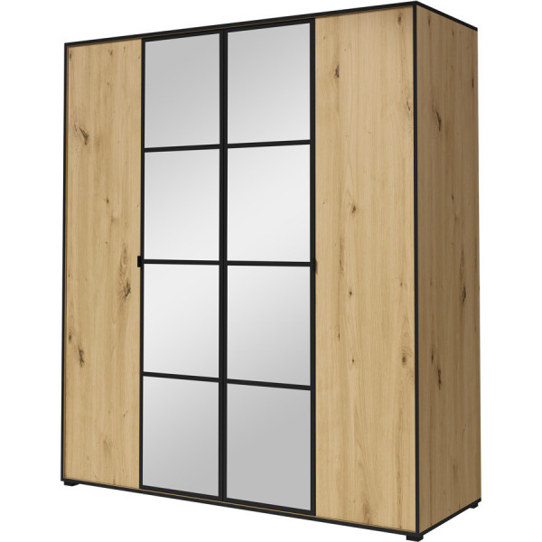 Szafa z lustrem BERGEN I 180 dąb artisan / czarny 265670