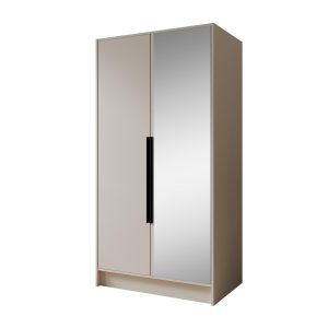 Szafa z Lustrem LARO 100 cm Kaszmir / Czarne Uchwyty – 2 Drzwi 959070 Szafa z Lustrem LARO 100 cm Kaszmir / Czarne Uchwyty – 2 Drzwi 959070