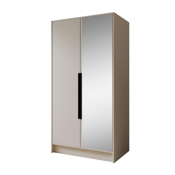 Szafa z Lustrem LARO 100 cm Kaszmir / Czarne Uchwyty – 2 Drzwi 959070
