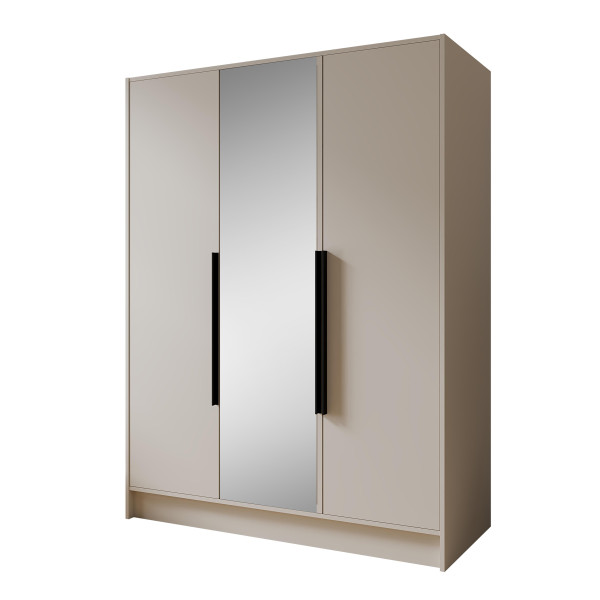 Szafa z Lustrem LARO 150 cm Kaszmir / Czarne Uchwyty – 3 Drzwi 959066