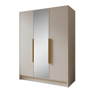 Szafa z Lustrem LARO 150 cm Kaszmir / Złote Uchwyty – 3 Drzwi 959077 Szafa z Lustrem LARO 150 cm Kaszmir / Złote Uchwyty – 3 Drzwi 959077