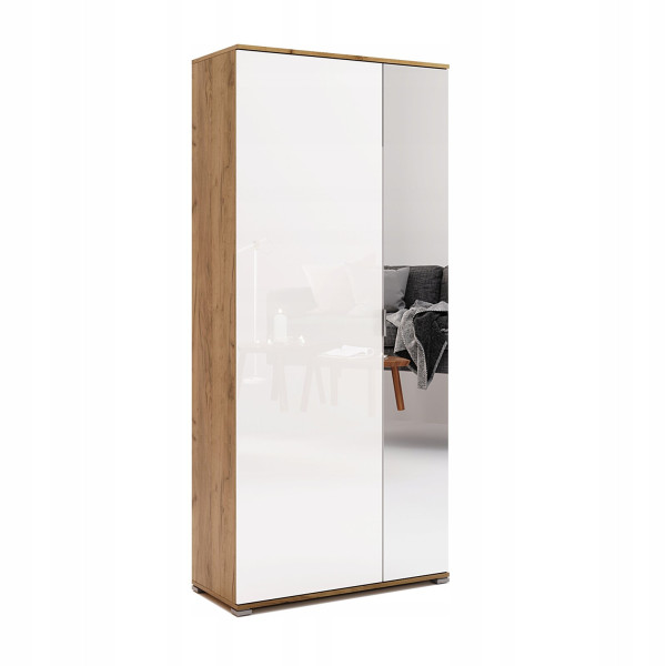 SZAFA Z LUSTREM Tissa 80x40x199cm biały połysk/dąb craft 244149