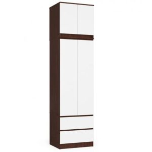 Szafa z nadstawką, DORMI, 60x51x234 cm, wenge, biel, mat | TYLETEGOTU 988940 Szafa z nadstawką, DORMI, 60x51x234 cm, wenge, biel, mat | TYLETEGOTU 988940