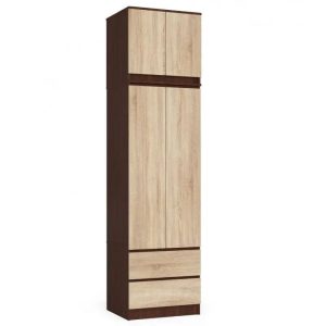 Szafa z nadstawką, DORMI, 60x51x234 cm, wenge, dąb sonoma, mat | TYLETEGOTU 988944 Szafa z nadstawką, DORMI, 60x51x234 cm, wenge, dąb sonoma, mat | TYLETEGOTU 988944