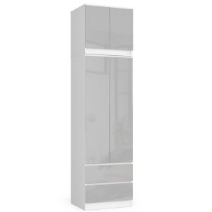 Szafa Z Nadstawką S60 2D 2Sz Clp Pk Biały / Metalik Połysk 728001 Szafa Z Nadstawką S60 2D 2Sz Clp Pk Biały / Metalik Połysk 728001