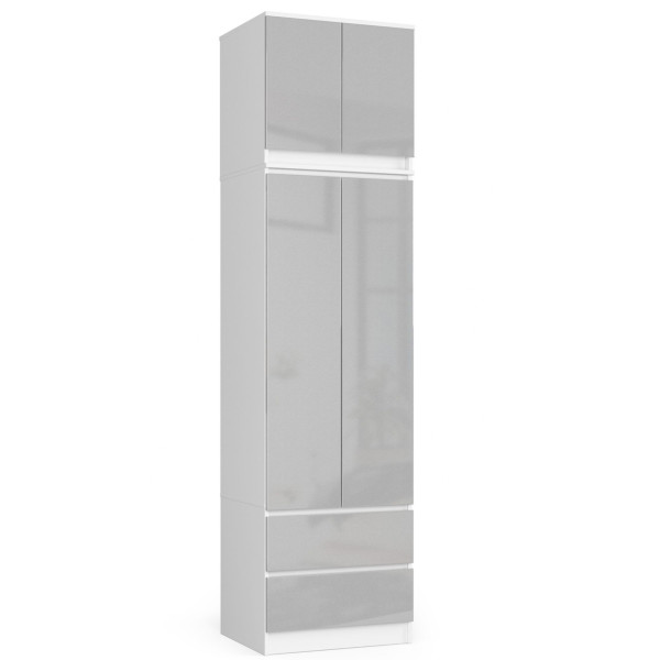 Szafa Z Nadstawką S60 2D 2Sz Clp Pk Biały / Metalik Połysk 728001