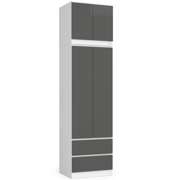 Szafa Z Nadstawką S60 2D 2Sz Clp Pk Biały / Szary 728017