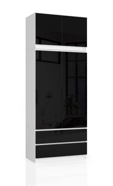 Szafa Z Nadstawką S90 2D 2Sz Clp Pk Czarny Połysk 727999