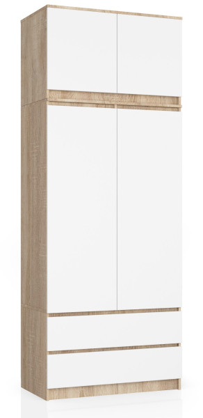 Szafa Z Nadstawką S90 2D 2Sz Clp Pk Dąb Sonoma / Biała 728007