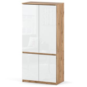 Szafa z półkami i drążkiem 80cm posti dąb wotan biały połysk 594948 Szafa z półkami i drążkiem 80cm posti dąb wotan biały połysk 594948