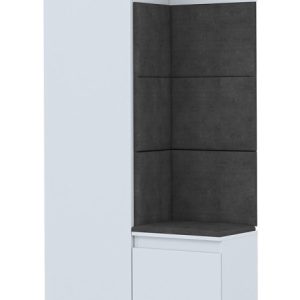 Szafa z siedziskiem tapicerowanym biały + szary – Avero 229507 Szafa z siedziskiem tapicerowanym biały + szary – Avero 229507