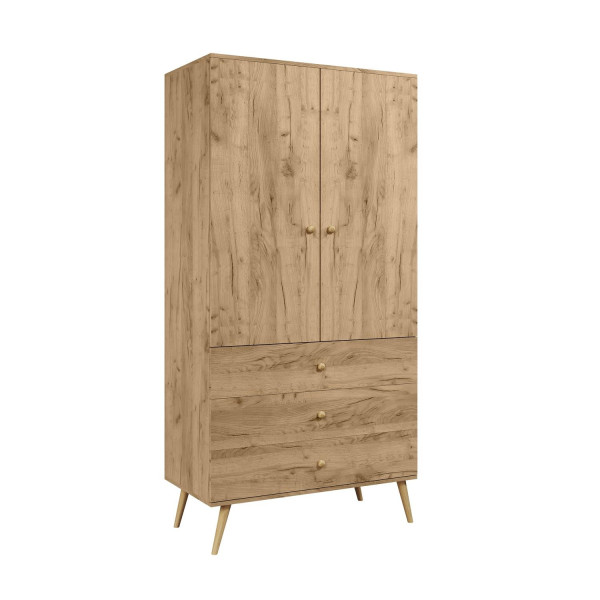 Szafa z Szufladami 100cm Dąb Craft IKON Sznurkowe Uchwyty 288813