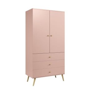 Szafa z Szufladami 100cm Różowa IKON Sznurkowe Uchwyty 288817 Szafa z Szufladami 100cm Różowa IKON Sznurkowe Uchwyty 288817