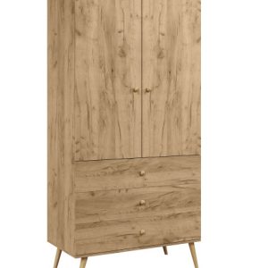 Szafa z szufladami i drążkiem w stylu Boho – Dąb Craft złoty 662575 Szafa z szufladami i drążkiem w stylu Boho – Dąb Craft złoty 662575