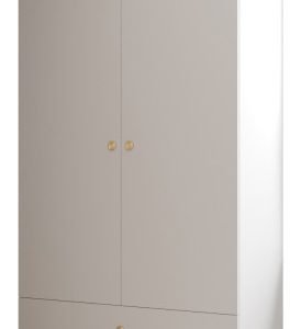 Szafa z szufladami wysoka INOVA 2 2D 3SZ biały+złoty 204186
