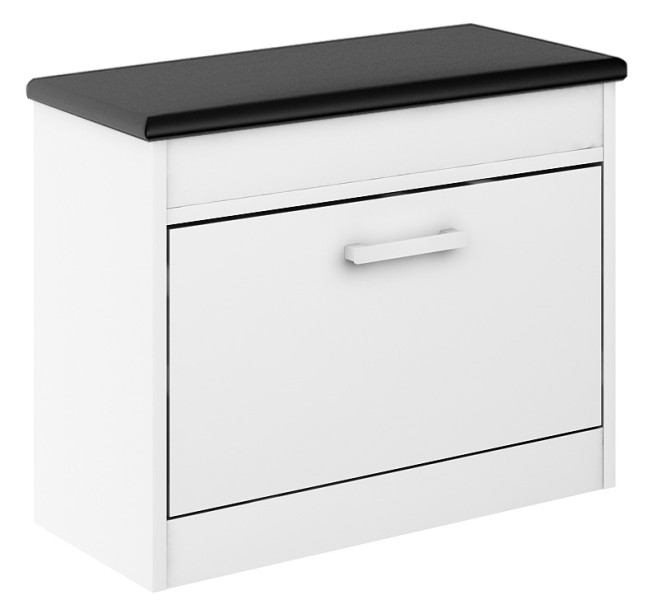 Szafka Alaska 11 Biały/Czarny 64X28X55 Cm - Biały Mat, Eko-Skóra - Czarny 943621