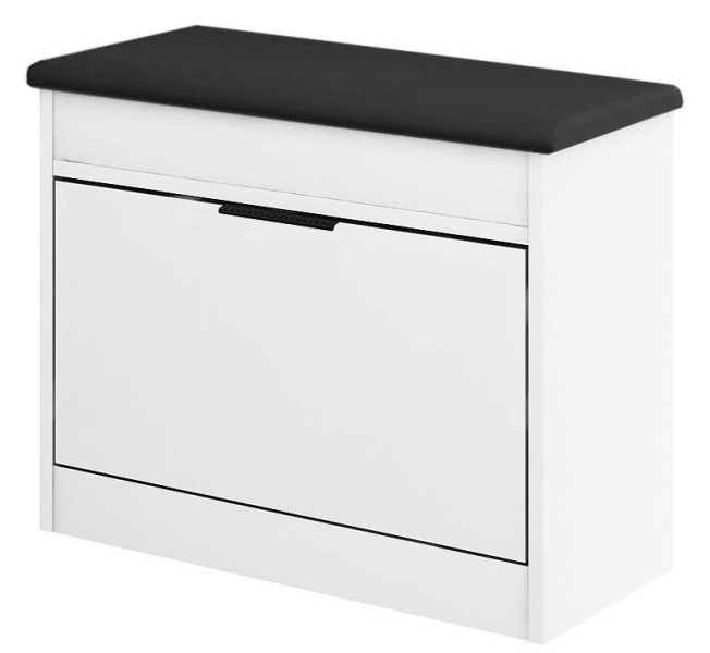 Szafka Alaska 11 Biały/Czarny/K 64X28X55 Cm - Biały Mat, Eko-Skóra - Czarny 943649