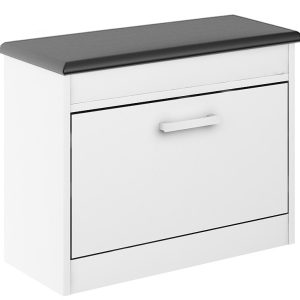 Szafka Alaska 11 Biały/Szary 64X28X55 Cm – Biały Mat, Eko-Skóra – Szary 943646