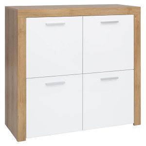 Szafka Balder 104 cm czterodrzwiowa dąb riviera/biały połysk 20218 Szafka Balder 104 cm czterodrzwiowa dąb riviera/biały połysk 20218