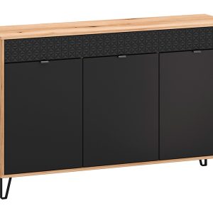 Szafka Bellano 146 cm z 3 drzwiami dąb evok/czarny 260524 Szafka Bellano 146 cm z 3 drzwiami dąb evok/czarny 260524