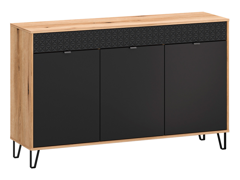 Szafka Bellano 146 cm z 3 drzwiami dąb evok/czarny 260524