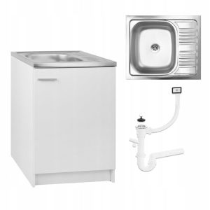 Szafka Biała Kuchenna 60 x 50 biała Slim + Zlew Deante + Syfon do Zmywarki 413462 Szafka Biała Kuchenna 60 x 50 biała Slim + Zlew Deante + Syfon do Zmywarki 413462