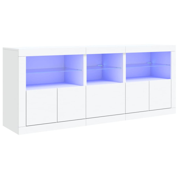 Szafka Biała LED z Drzwiami Szklanymi 162x37x67 cm do Salonu 769616