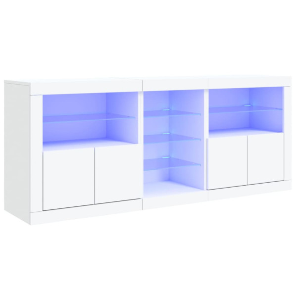 Szafka Biała LED z Drzwiami Szklanymi 181.5x37x67 cm do Salonu 769613