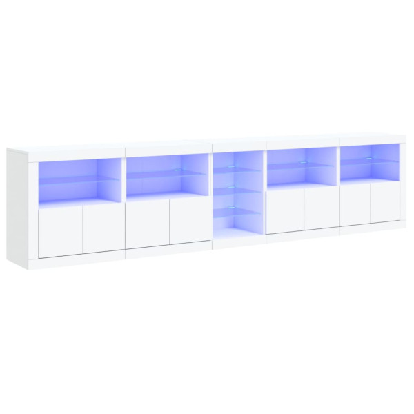 Szafka Biała LED z Drzwiami Szklanymi 283x37x67 cm do Salonu 769614