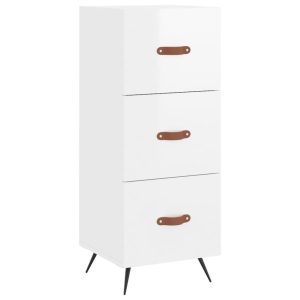 Szafka Biała Połysk z Szufladami 34.5x34x90 cm do Salonu Pokoju 774352 Szafka Biała Połysk z Szufladami 34.5x34x90 cm do Salonu Pokoju 774352