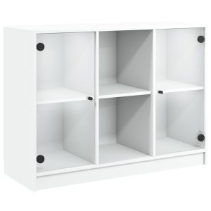 Szafka Biała z Drzwiami Szklanymi 102x37x75.5 cm do Salonu Pokoju 769585 Szafka Biała z Drzwiami Szklanymi 102x37x75.5 cm do Salonu Pokoju 769585