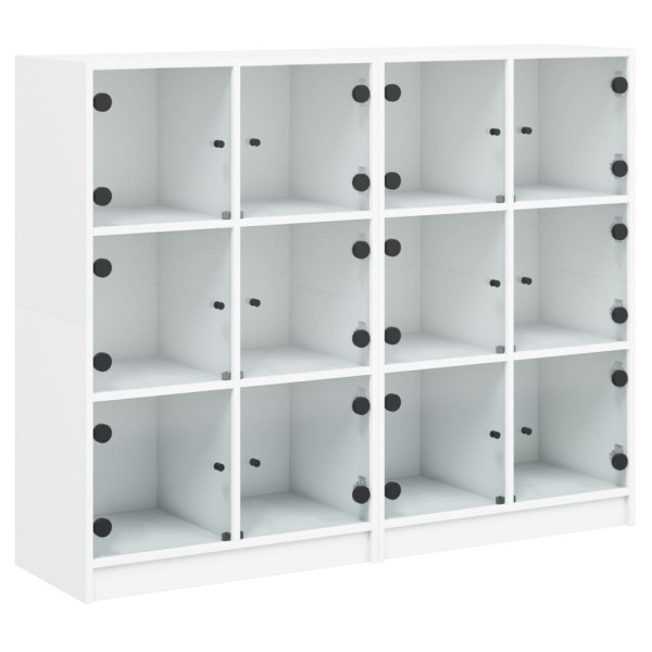 Szafka Biała z Drzwiami Szklanymi 136x37x109 cm do Salonu Pokoju 745392