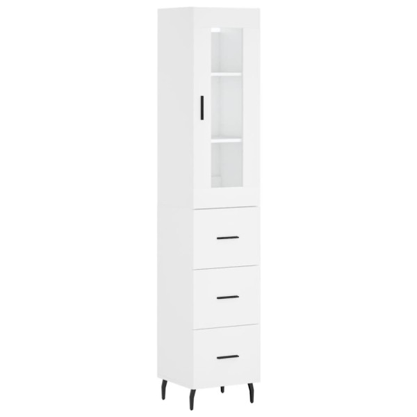 Szafka Biała z Drzwiami Szklanymi 34.5x34x180 cm do Salonu Pokoju 740473