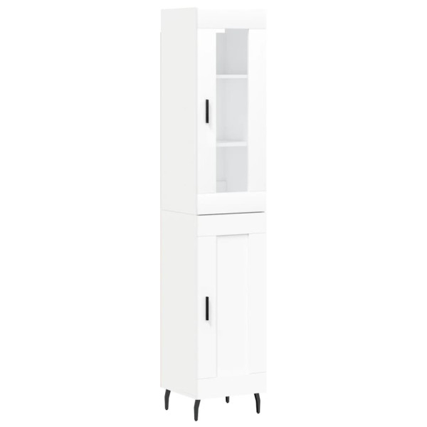 Szafka Biała z Drzwiami Szklanymi 34.5x34x180 cm do Salonu Pokoju 740462