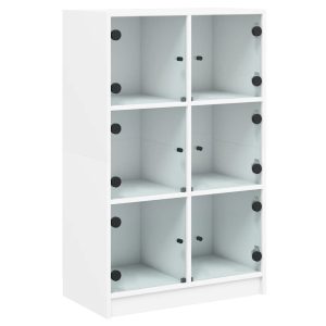 Szafka Biała z Drzwiami Szklanymi 68x37x109 cm do Salonu Pokoju 745399 Szafka Biała z Drzwiami Szklanymi 68x37x109 cm do Salonu Pokoju 745399