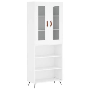 Szafka Biała z Drzwiami Szklanymi 69.5x34x180 cm do Salonu Pokoju 751649 Szafka Biała z Drzwiami Szklanymi 69.5x34x180 cm do Salonu Pokoju 751649
