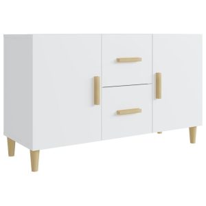 Szafka Biała z Drzwiami z Szufladami 100x36x60 cm do Salonu Pokoju 778311 Szafka Biała z Drzwiami z Szufladami 100x36x60 cm do Salonu Pokoju 778311